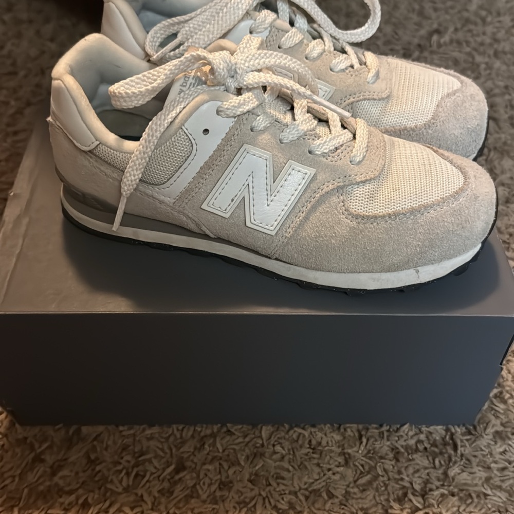 New Balance Kids' Cream and Gray Sneakers